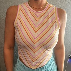 White striped tang top, size medium